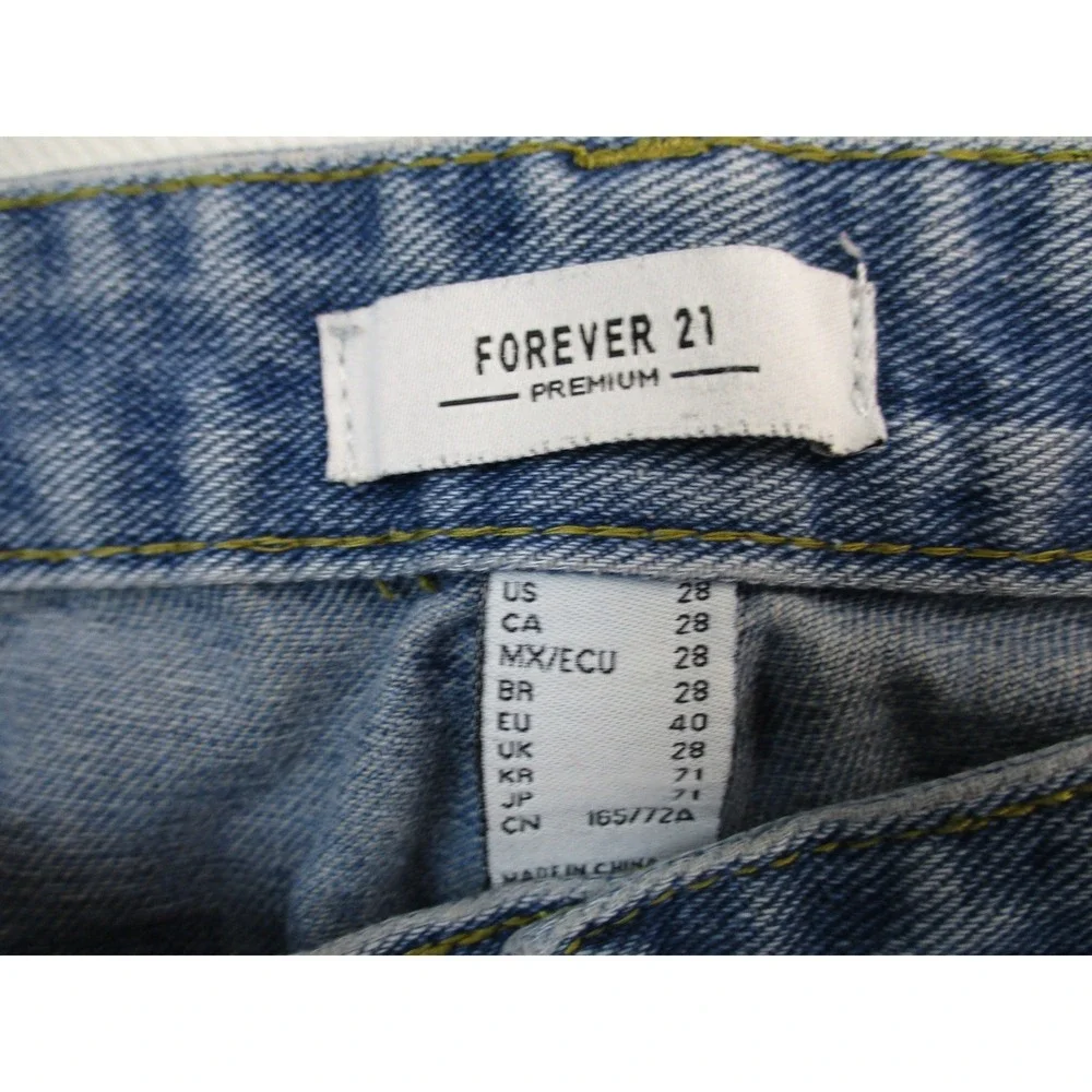 Forever 21 Cargo Jeans Women 28 Blue Utility Wide‎ Leg Relaxed Fit Workwear